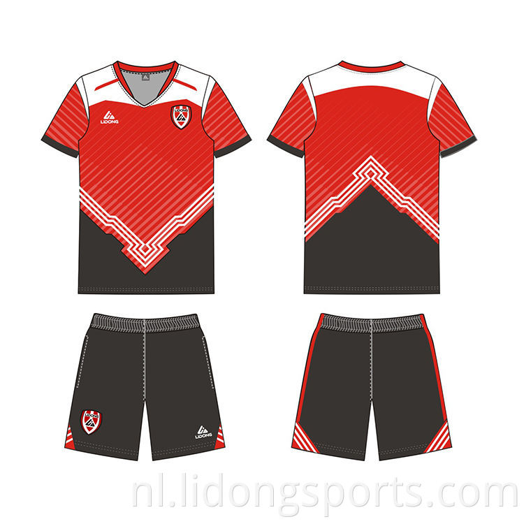 Lidong vol sublimatie digitaal printen goedkoop voetbal jersey / aangepaste teamnaam voetbal uniform / voetbal shirt